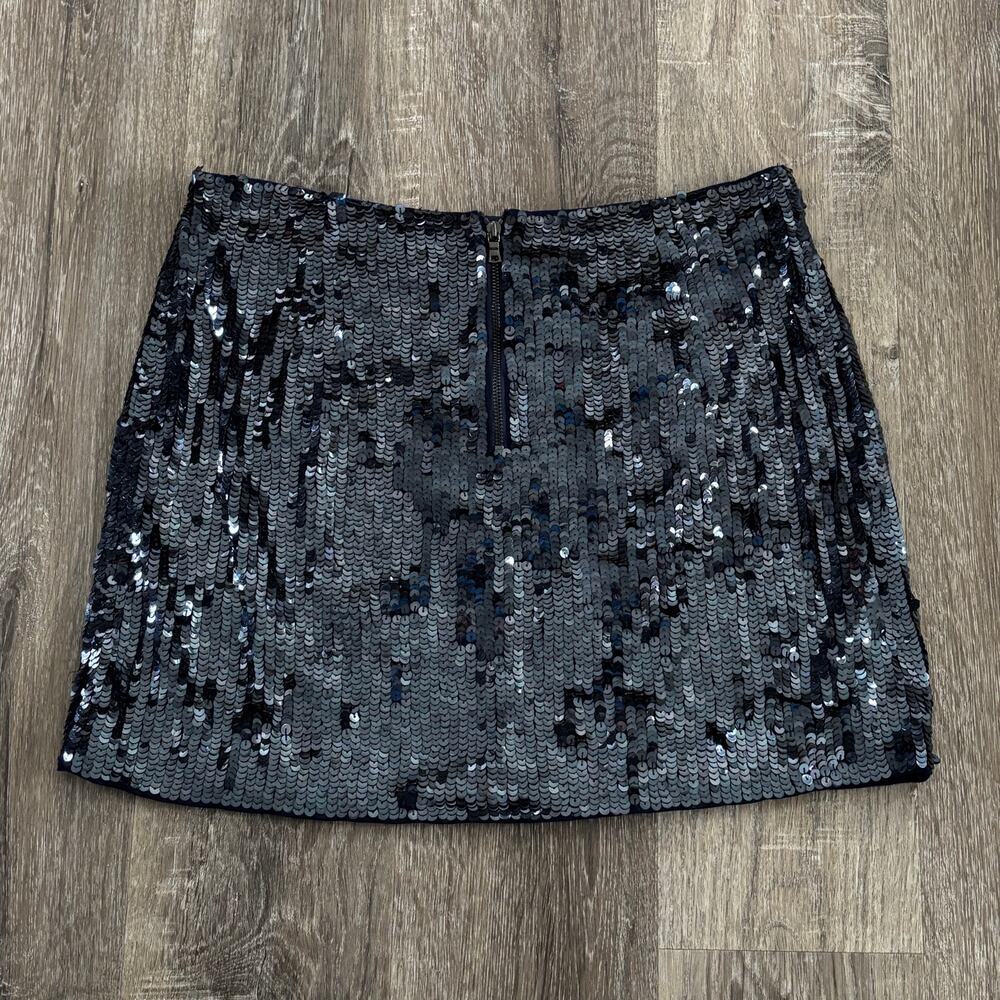 Alice + Olivia Sequin Mini Skirt Blue - Size: 4 - Picture 5 of 9